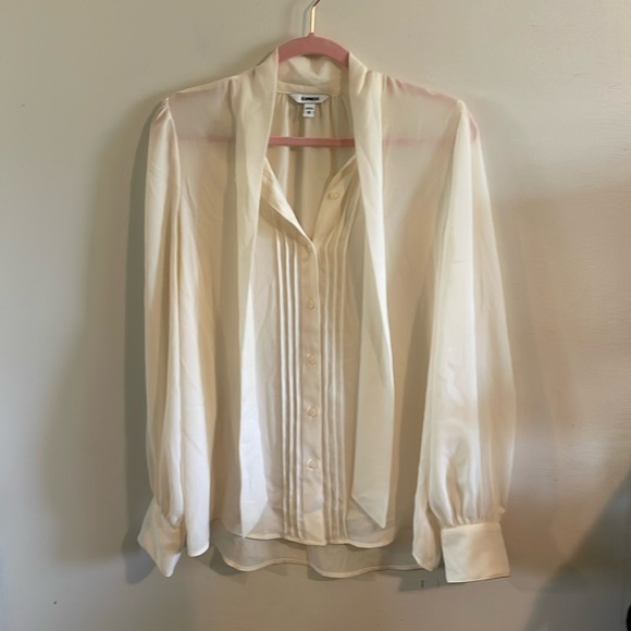 Express Tie Neck Blouse - Cream - Picture 1 of 9